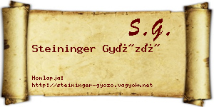 Steininger Győző névjegykártya